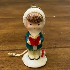 Joan Walsh Anglund Caroler Christmas Ornament 1970s Child Blue Coat 2.5” Japan  picture