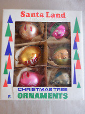 Vintage 6 Santa Land Glass Christmas Tree Ornaments In Box Made in Poland picture