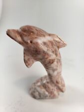 Pink  Marbled Dolphin Stone Carved Figurine Paperweight 4 