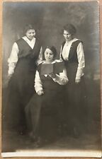 RPPC Pretty Ladies Reading a Book Antique Real Photo Postcard 1916 picture