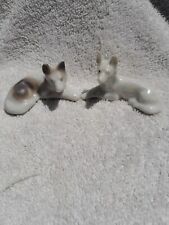 2 Vintage White Ceramic Dogs Miniature From Japan picture