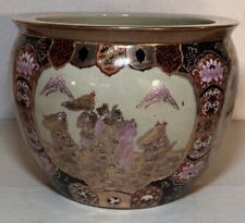 Vintage Giant Chinese Porcelain Planter/Fish Bowl Hand Painted 9.5