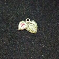 Beautiful Guilloche Enameled Miraculous Medal Slider Heart Charm Sterling Silver picture