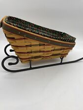 Longaberger Sleigh Basket with Wrought Iron Stand Liner Protector picture