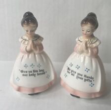 Vintage Enesco MCM Mothers Prayer Pink salt and pepper shakers Pink picture