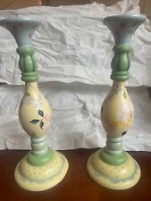 Tracy Porter hand painted and signed Candlestick Holders 13.5 inch (pair) picture