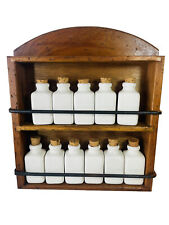 VTG Pottery Barn Wood Metal Wall Spice Rack Ceramic Eleven Jars Made in Italy picture