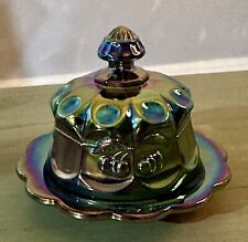 Mosser Amethyst Carnival Mini Glass Cherries & Cable Butter Dish w/Lid picture