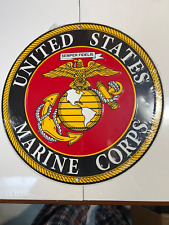 US MARINE CORPS USMC METAL SIGN MEASURES 12 INCHES IN DIAMETER picture