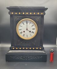 Large Antique Slate Clock With Bell 19th Century Clocks picture