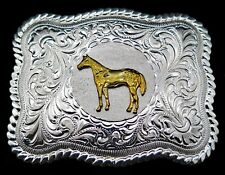 Horse Western Cowboy Cowgirl Filigree Vintage Belt Buckle picture