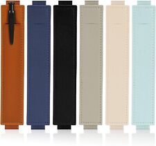 6 Pcs Adjustable Pen Holder Elastic Band Pencil Pouch Colorful PU Leather 6pcs picture