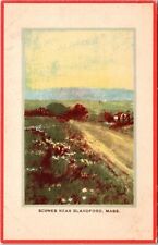 Blandford Massachusetts Scenic Landscape Field Flowers Roadway DB Postcard picture