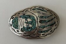 Vintage Inlaid Turquoise Bear Claw Navajo Belt Buckle- Broken picture