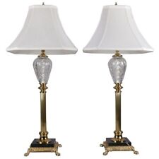 Waterford Marlow Set of 2 Buffet Crystal Lamps - Marble Based- Massive 34.5 In picture