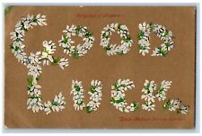 Language Of Flowers Romance Postcard White Heather Meaning Good Luck c1905 picture