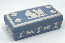 WEDGWOOD BLUE JASPER WARE RECTANGULAR TRINKET BOX; EXCELLENT CONDITION picture