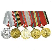 SOVIET RUSSIAN SET 5 MEDALS WITH RIBBONS MILITARY WW2 VETERAN AWARDS ARMY BADGES picture