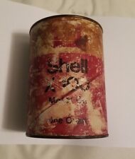 Vintage 1 QT SHELL X-100 1950's Motor Oil Tin Can Gas Service Station ANTIQUE picture
