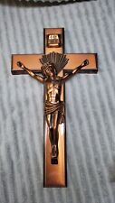 Vintage Parsons #14 Crucifix Cross Funeral Wall Hanging Copper Jesus Religious  picture