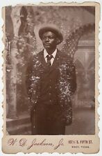 CIRCA 1890s CABINET CARD JACKSON HANDSOME NAMED AFRICAN AMERICAN MAN WACO TEXAS picture