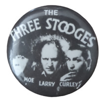 Vintage Pin The 3 Three Stooges Moe Logo Larry Curley Button Pinback 1983 picture