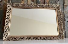 Vintage Filigree Gold Tone Footed Framed Rectangle Vanity Tray Mirror 15 by 10 picture