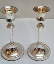 Set Of 2 Vintage Silver Tone Metal Candlestick Holders Candle Stick 6'' picture