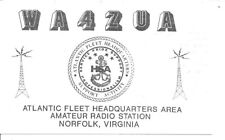 QSL 1990 Norfolk Virginia Atlantic Fleet HQ   radio card picture