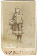 CIRCA 1890'S CABINET CARD BEAUTIFUL YOUNG GIRL CURLS HAIR RR STUDIOS BROOKLYN NY picture