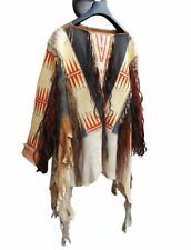 Old American Style Handmade Dakota Beaded Buckskin Hide Powwow War Shirt PWP128 picture
