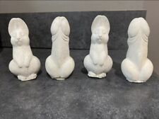1 Small Concrete Funny Bunny Figurine Gift Naughty Bunny Handmade picture