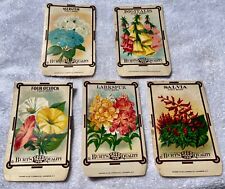 Antique c. 1910-15 Burt’s Seed For Quality Empty Packets Lot of 5 Flowers picture