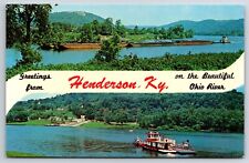 Ohio River Henderson Kentucky KY Multi View Chrome Postcard picture