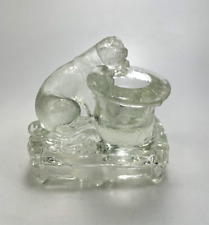 Antique Belmont Glass Dog & Top Hat Toothpick Holder Small Size Rare Find Ad5 picture