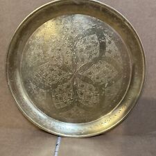 Vintage Moroccan Brass Serving Tray  12” picture