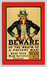 Uncle Sam Beware the Wrath James Montgomery Flagg Art 1918 Reproduction Postcard picture