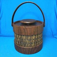 Vintage Elmar Mfg. Brown Insulated Ice Bucket Basket Weave Design Made in USA picture