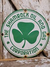 VINTAGE SHAMROCK PORCELAIN SIGN MOTOR OIL GAS STATION SERVICE IRISH LUCKY CLOVER picture
