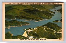 Fontana Dam NC-North Carolina, Aerial Of Lake Area, Antique, Vintage Postcard picture
