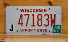Wisconsin 2010 Expired License Plate '47183W' Collectible Souvenir picture