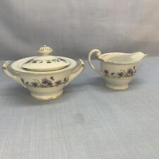 Vintage Aladdin fine china Violet pattern with gold trim sugar bowl and creamer picture