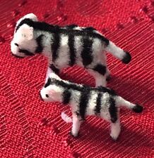 Super Tiny Miniature Artisan Flocked Pair Of Zebras Mother And Baby Animals picture
