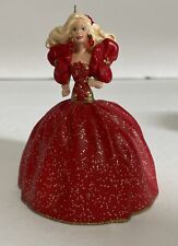 Vintage 1993 Hallmark Keepsake Ornament Holiday Barbie Mattel Red Dress 3.5” picture