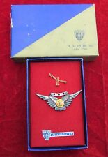 WW 2 US Navy Air crew wing w/ 3 stars pin back Original box N S Meyer STERLING picture