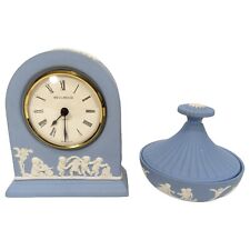 Vintage Wedgwood Jasperware Blue Domed Mantel Desk Clock 4.75