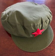 Vintage Original China Chinese Communist Military Hat Cap GREEN Red Star picture