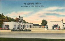 Great Linen Roadside Postcard El Rancho Motel Lincoln Hwy 30 North Platte NE picture