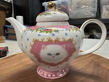 Exquisite Pink White Poppy Angeloff 2 Cat Teapot 🐱🫖 picture