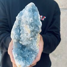 3.7LB  Natural Blue Celestite Crystal Geode Quartz Cluster Mineral Specimen picture